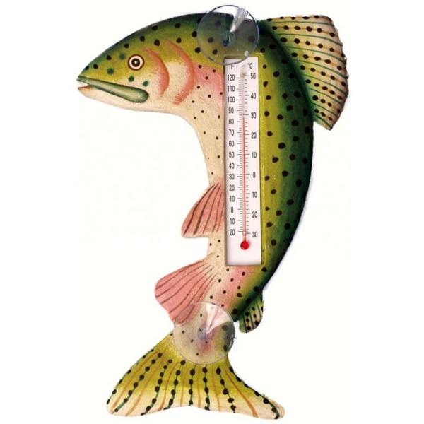 Leaping Trout Wood Thermometer