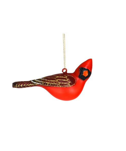 Red cardinal bird ornament on a white background