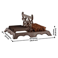Dimensions of the MudGuard Cast Iron Boot Brush showing length, width, and height for easy placement.