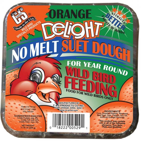 C&S Orange Delight No Melt Suet Dough packaging with a bird illustration on a white background