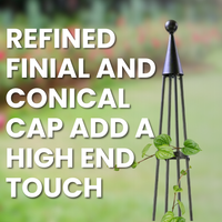 Obelisk Oasis Climbing Trellis placed in a garden supporting climbing plants

Enhance your garden's vertical appeal with the Obelisk Oasis Climbing Trellis, offering support for climbing plants and flowers. Its geometric frame and refined details make it a stunning addition to any landscape.