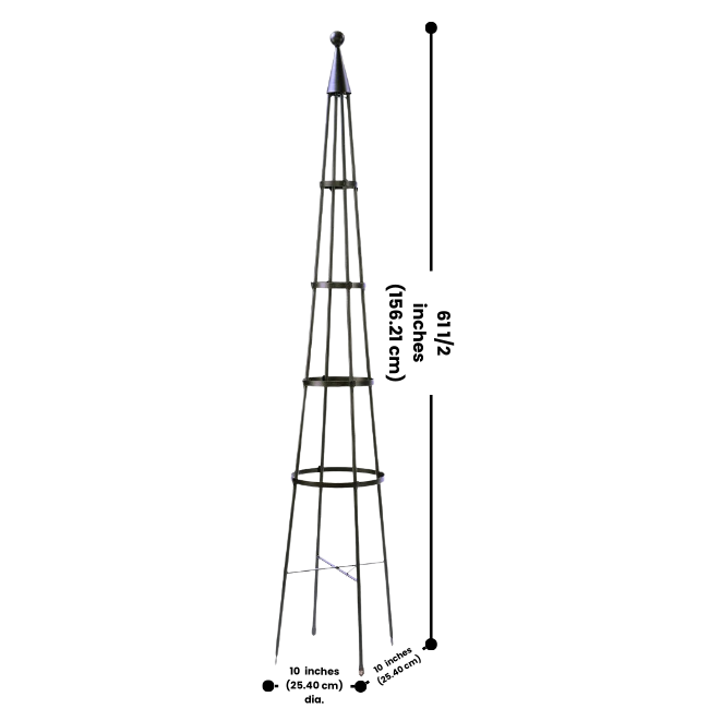 Obelisk Oasis Climbing Trellis supporting tall climbing vines measurements