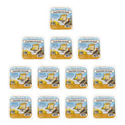 Twelve containers of "Peanut Butter Scot Dough" arranged in a pyramid formation on a white background.


