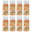 Eight cylindrical packages of "Ready to Use Peanut Delight Suet" are arranged in two rows. Packaging is orange and tan, featuring bird imagery.