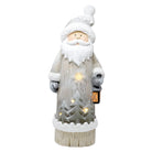 Festive Santa door greeter holding a glowing LED lantern, perfect for holiday porch decor and welcoming guests