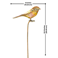 Side view of CopperGlow Bird Staked Garden Accent with detailed bird perched atop a slender copper stake