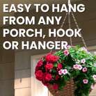 Hanging flower basket with bright flowers easily hung from a porch hook