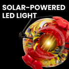 A close-up of the feeder’s solar-powered LED light, which automatically illuminates at dusk for a glowing nighttime display.