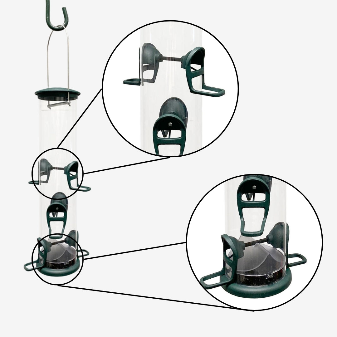 Durable Aspects Big Tube wild bird feeder in spruce, perfect for feeding multiple bird species