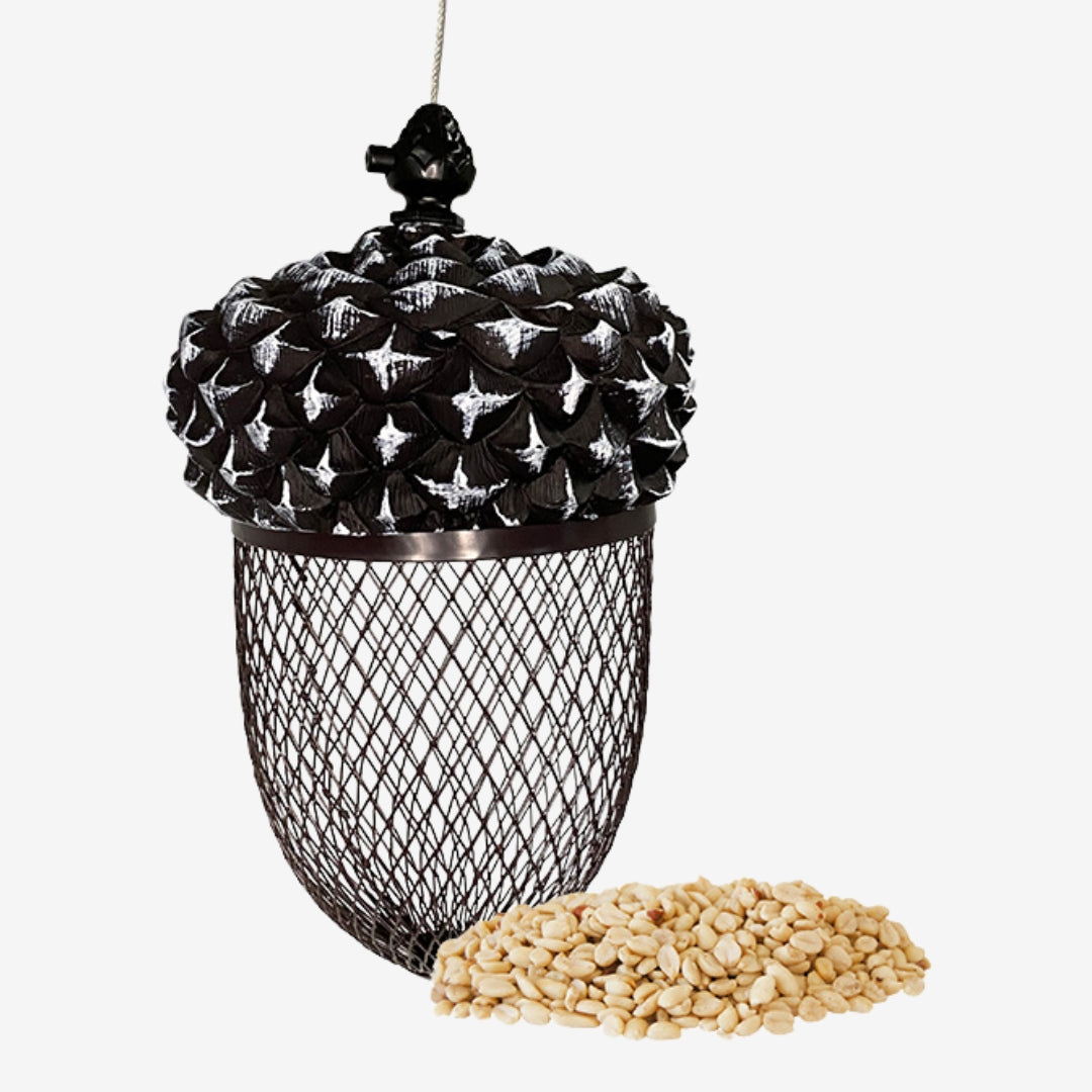 Sterling Acorn Peanut Mesh Bird Feeder Set of 3, designed to attract wild birds with a durable and easy-to-fill mesh design