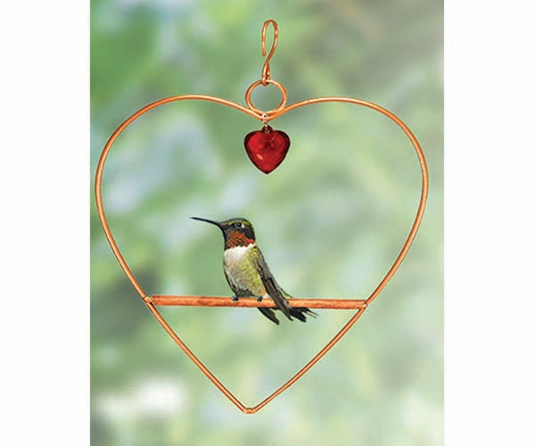 Heart-Shaped Birdie Swing – Copper Hummingbird Perch