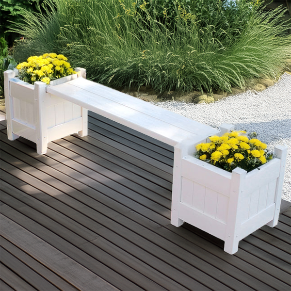 plastic planter bench Vinyl Planter Box & Seat Set