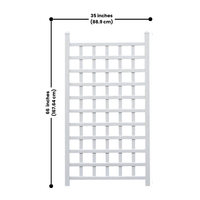 Close-up of the white vinyl trellis, ideal for supporting lush climbing vines and roses, with durable weather-resistant vinyl construction." Measurement: 35 inches (88.9 cm) W x 66 inches (167.64 cm) H