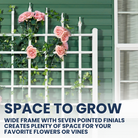 The Grand Trellis offers durable plant support, featuring a strong interior grid ideal for supporting climbing plants and vines. Its robust white vinyl construction ensures minimal maintenance for long-lasting beauty.