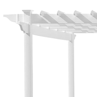 "Detailed view of the sturdy posts of the Poolside Pergola, designed to anchor securely into the ground. The strong white vinyl posts and sleek design create a refined and elegant outdoor space.