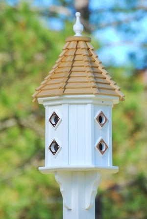Vinyl Dovecote Birdhouse with Cypress Shake Roof & 8 Portals
