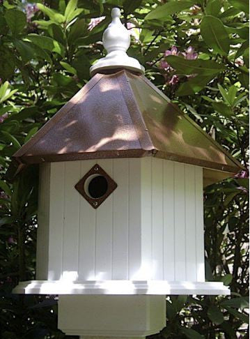 Gardenia Birdhouse in Vinyl/PVC-Hammered Copper Roof