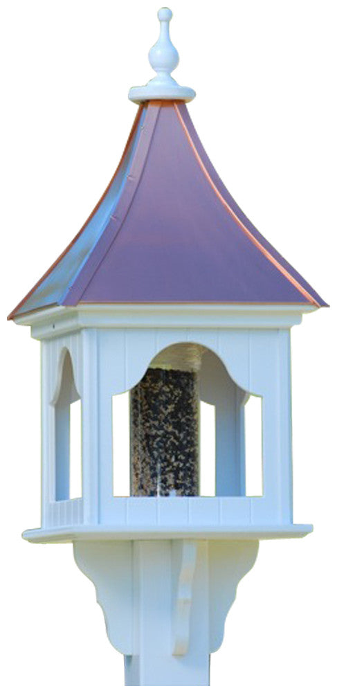 36" Copper Roof and Vinyl Gazebo Bird Feeder 4x4 Post-Mount