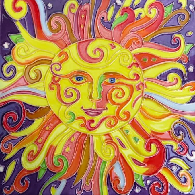 Ceramic Sun Face Tile 8x8