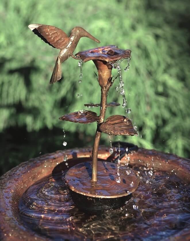 Copper Hummingbird Birdbath Fountain/Dripper