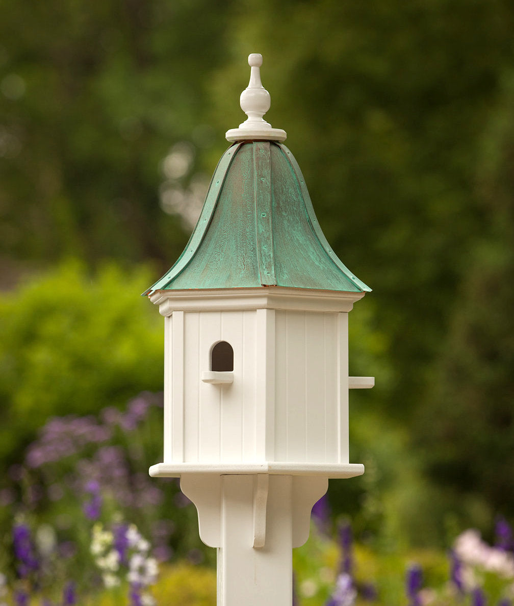 Copper Roof Birdhouse Vinyl with 3 Perches- Patina