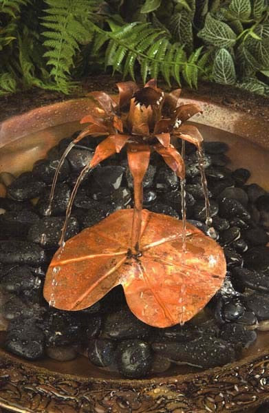 Copper Lotus Bird Bath Fountain& Dripper