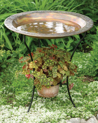 plant pot bird bath Flamed Bird Bath with Planter