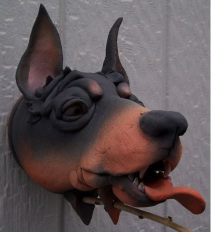 Gargler Ceramic Birdhouse Doberman