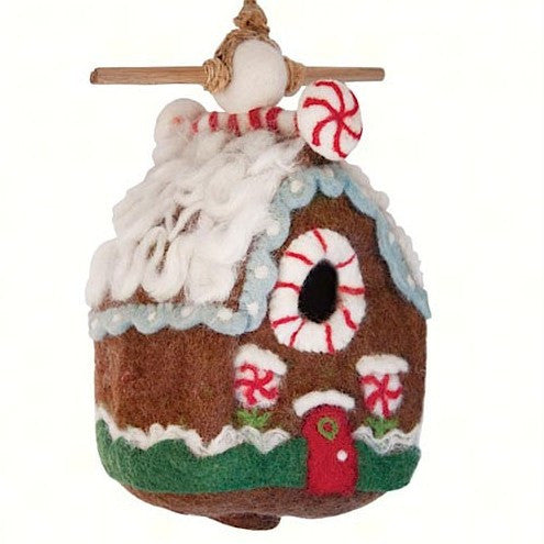 Gingerbread Chalet Felt Wool Birdhouse