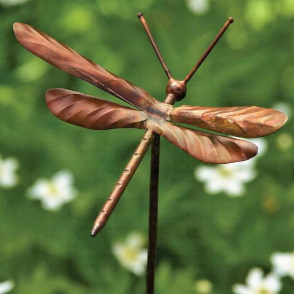 Copper Dragonfly Garden Stakes