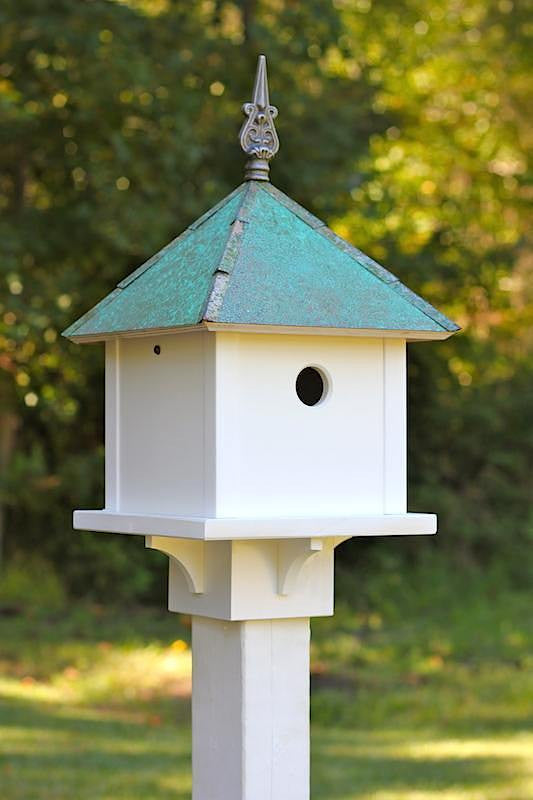 SkyBox Copper Roof-Vinyl Birdhouse-Post-Mounted