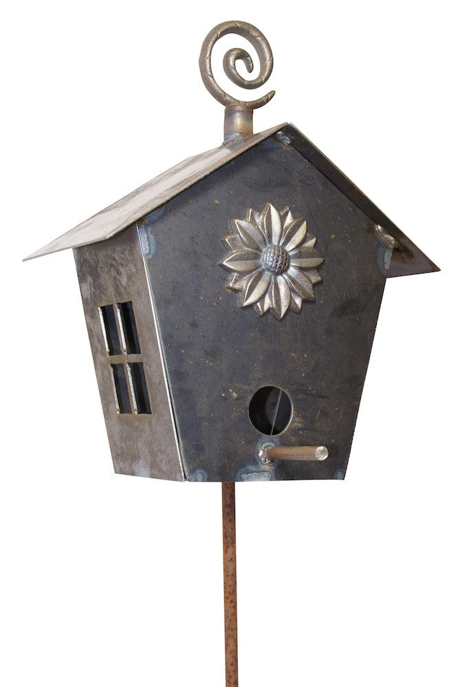 Hand Forged Birdhouse on Stake