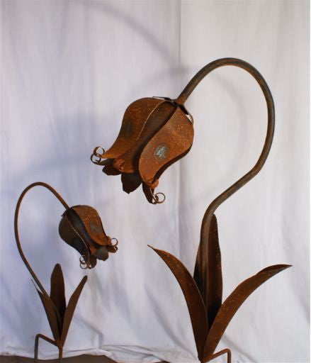 Large Hand Forged Flowers Garden Stakes-Lille Belles