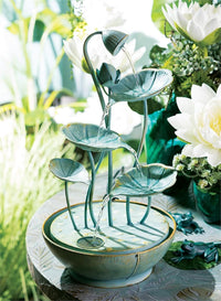 Lily Pad Hummingbird Bath Cascading Fountain