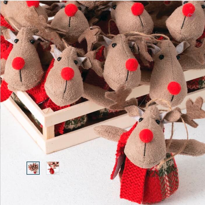 12 Reindeer Ornaments in Wood Crate | Christmas Raindeer Set – The