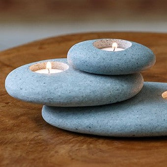 Stacked Stone Candle Holder  Stone candle holder, Tea lights, Tea