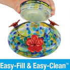 Top Fill Solar Glass Hummingbird Feeder -Easy to Clean