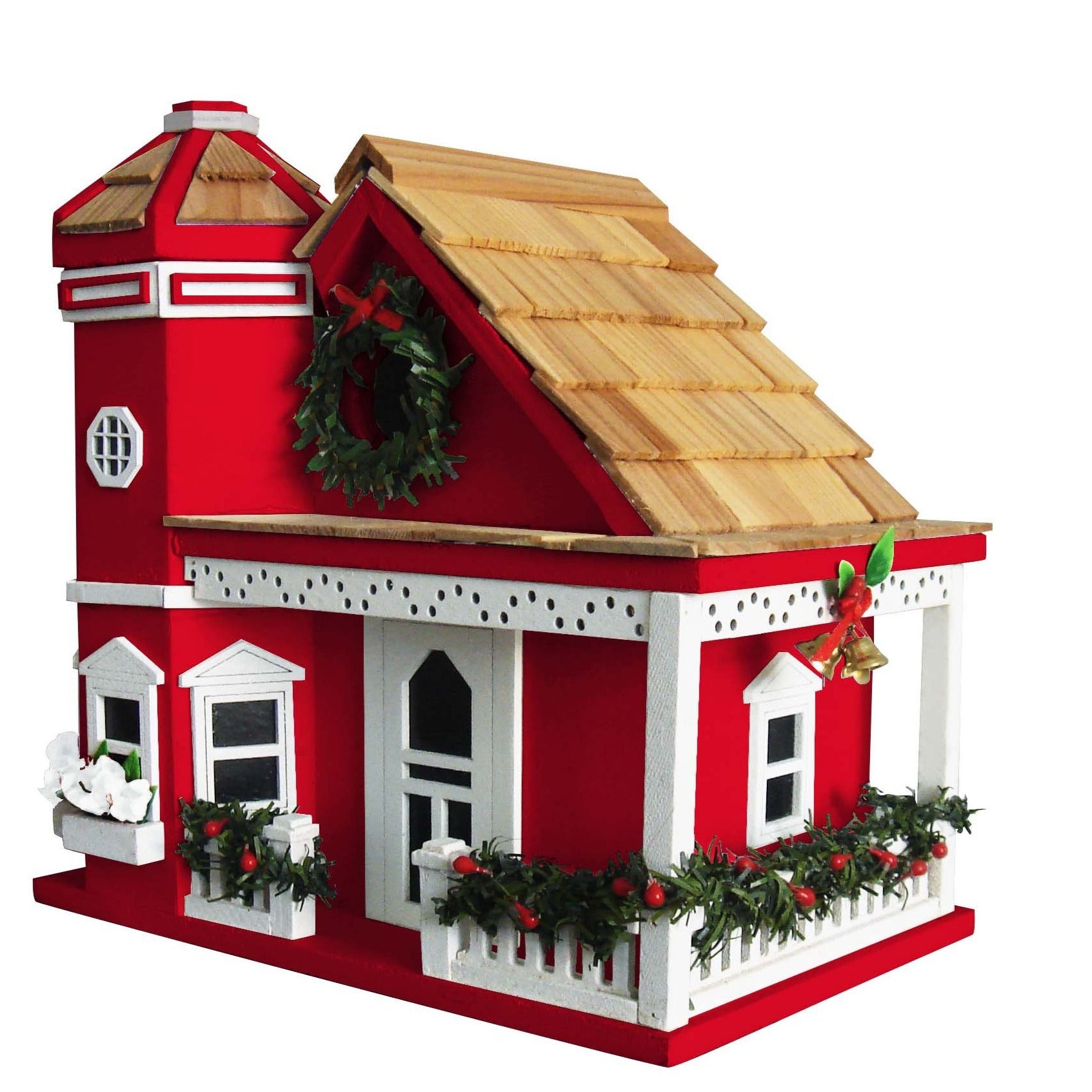 Yuletide Cottage Birdhouse-Red