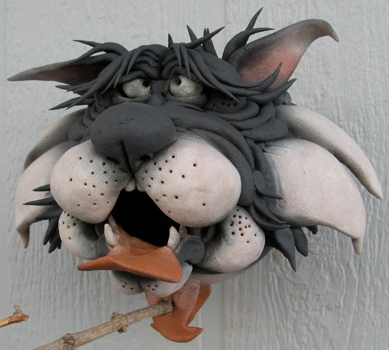 Tuxedo Cat Ceramic Birdhouse