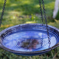 Ceramic Hanging Bird Bath- Cobalt Blue