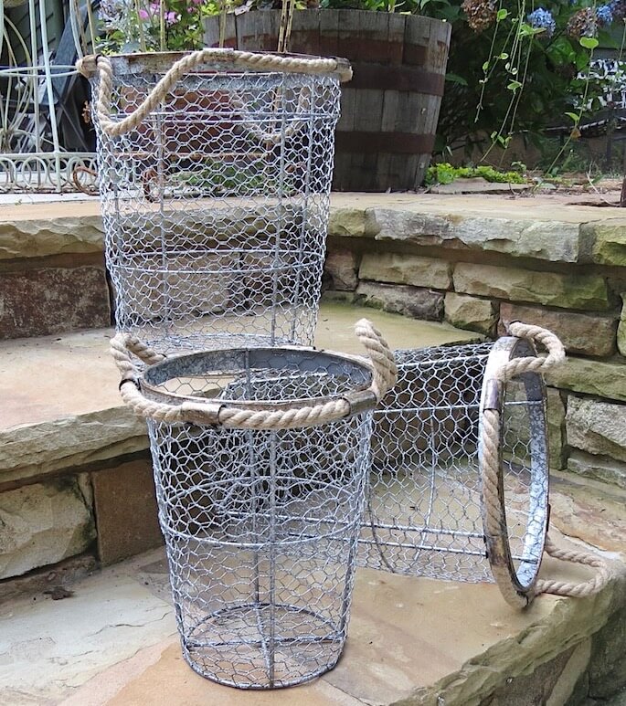 Farmhouse Nested Wire Baskets | Tall Wire Baskets | Baskets with Rope