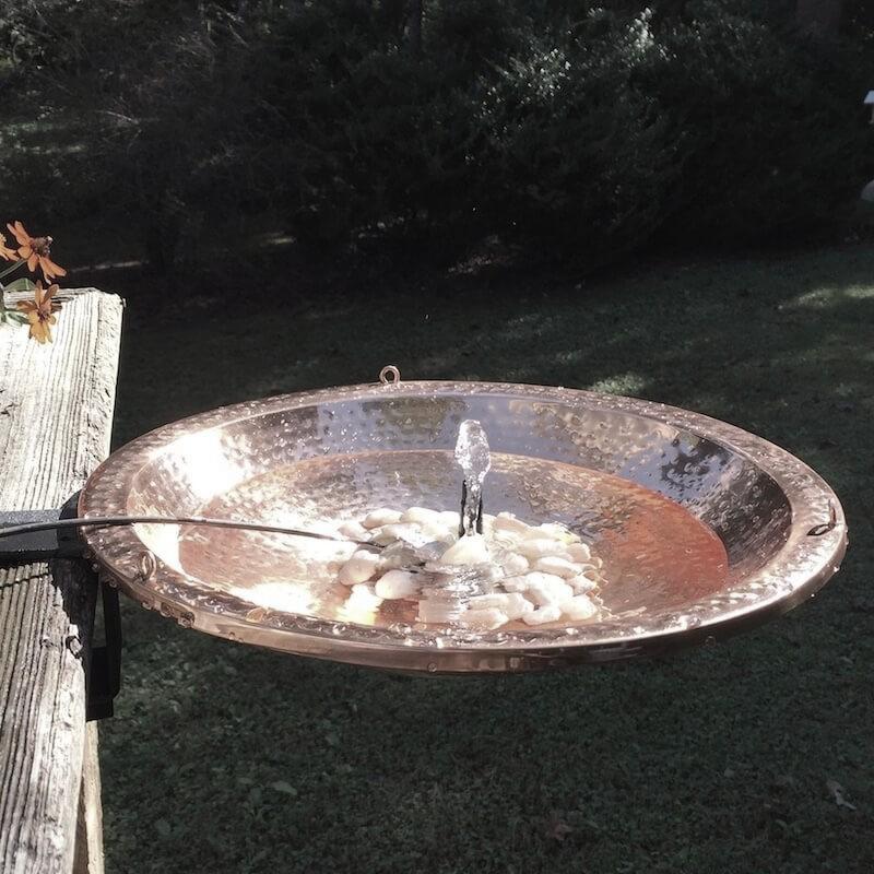 Solar Bubbler Copper Bird Bath