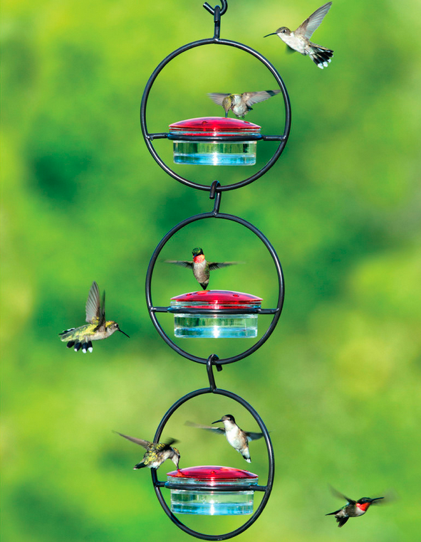 Triple Orb Glass Hummingbird Feeder